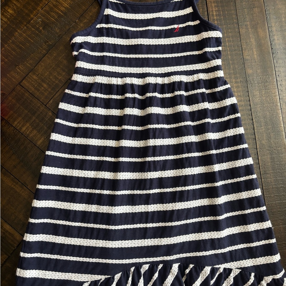 Nautica Navy and White Striped Casual Dress